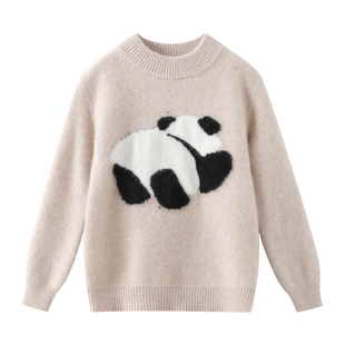 儿童半高领趴趴熊纯羊毛衫男童秋冬加厚针织毛线衣中大童羊绒毛衣
