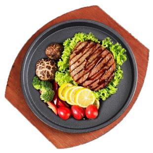 商用铸铁牛排盘圆形长方形铁板烧盘韩式烤鱼盘不粘烧烤盘牛扒盘子