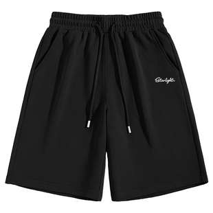 班尼路黑色高级感男生纯棉短裤夏季新款宽松裤子男户外运动中裤A