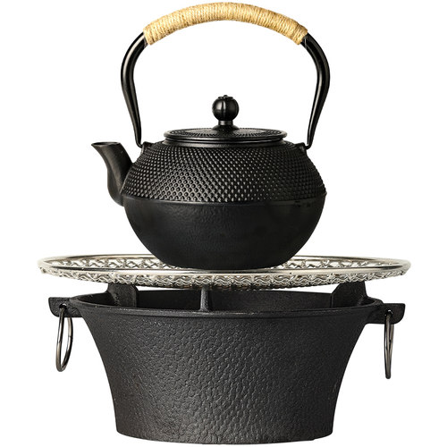 围炉煮茶烤火炉套装铸铁炭炉家用室内中式器具全套户外碳火煮茶壶