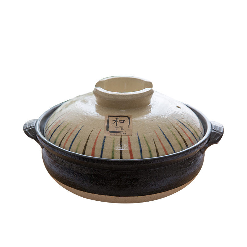 K-UNING 日本进口万古烧彩色十草土锅家用煲汤锅炖锅快速煮饭砂锅