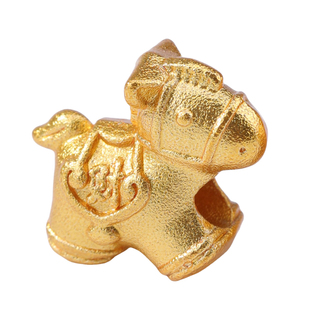 高保色沙金马上有钱隔珠吊坠编织本命年红绳手串配饰可爱小马挂坠