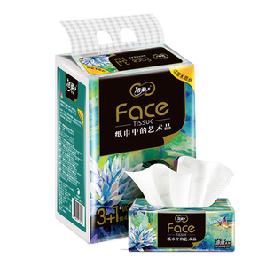 洁柔油画抽纸4层80抽加厚家用大包纸巾可湿水面巾纸餐巾纸实惠装