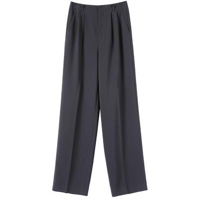 OSA灰色高腰直筒西装阔腿裤