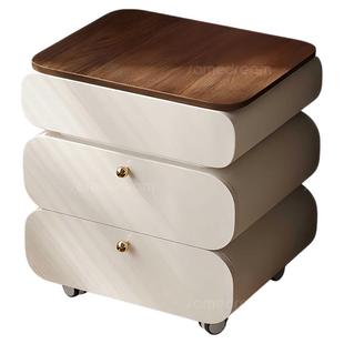 三梦可移动升降小型梳妆台卧室奶油风翻盖化妆桌家用可旋转化妆台