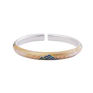 宫里上新银手镯女9999纯银女款古法足银镯子景泰蓝送妈妈生日礼物