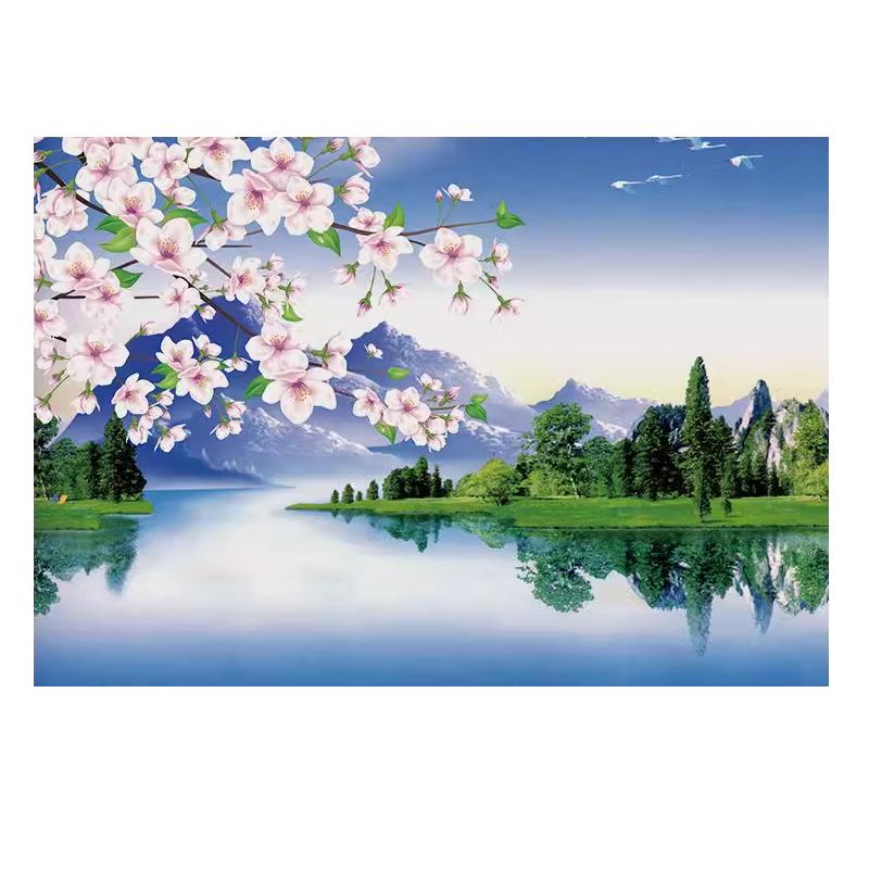 自然山水风景画贴画自粘客厅房间卧室装饰画背景墙贴纸海报壁纸画