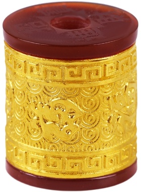 黄金真足金999金镶玉工艺和田墨玉髓红玛瑙手串珠转运珠隔珠男女