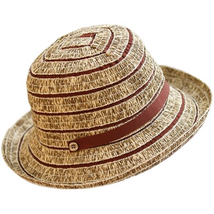 往事随风 复古遮阳帽卷边渔夫帽弯檐春夏防晒帽女太阳帽草编草帽