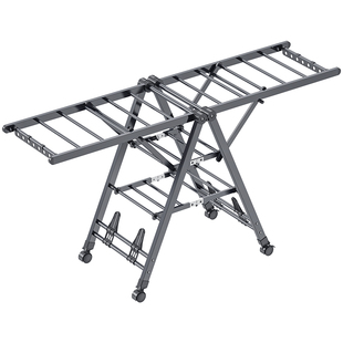 折叠晾衣架落地家用阳台多功能铝合金室内晒衣架晾衣杆晒被子神器