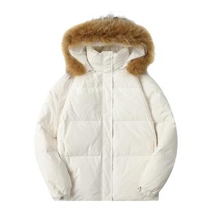 Cycle Document 90白鹅绒 白色修身貉子毛领短款加厚连帽羽绒服女
