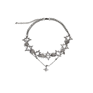 CHEALIMPID/.芒星闪钻锆石双层锁骨链轻奢choker甜酷辣妹少女项链