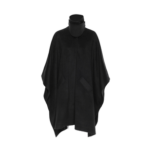 APOZi collection/浮雾柔金/羊毛立领斗篷外套A字蝙蝠袖宽松大衣