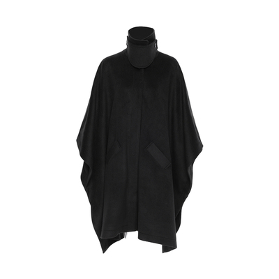 APOZi collection/浮雾柔金/羊毛立领斗篷外套A字蝙蝠袖宽松大衣