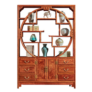 刺猬紫檀博古架花梨木多宝阁中式全实木置物柜红木古董架隔断客厅