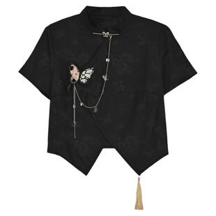 森女部落原创新中式金属扣小众国风T恤短袖上衣2026新款女装夏款