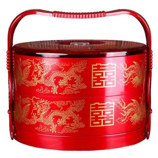 结婚手提食盒饺子盒婚庆双层果盒手提饭盒分格糕点盒子回礼提篮