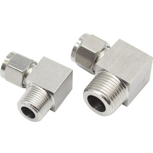 304/316不锈钢双卡套弯头终端ZG仪表气源铜管RC直角90度接弯通NPT