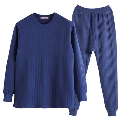 保暖衣裤加肥三层夹棉棉内衣套装