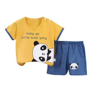 2件套儿童短袖分体套装夏季宝宝夏装男童婴儿纯棉衣服女童短裤睡