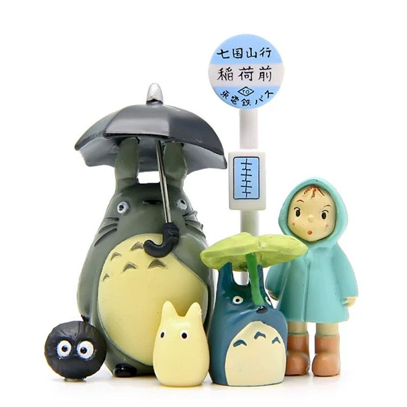 龙猫蛋糕装饰摆件大号打伞龙猫手办公仔玩偶小月小梅路灯情景蛋糕