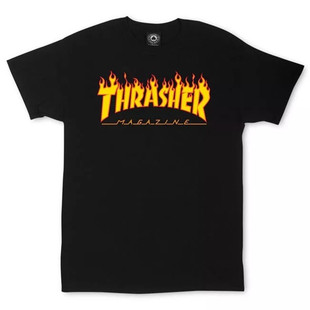 彼岸潮社 Thrasher Flame经典款美版火焰短袖印花T恤潮牌情侣男女