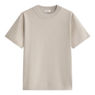 【绒感条纹机理】ZIOZIA通勤男装25秋韩系针织短袖T上衣ZEBE3103Z