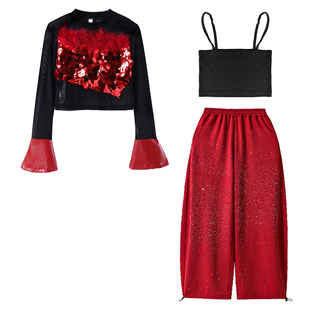 少儿jazz爵士舞服装女童亮片模特T台走秀服韩舞街舞Kpop表演出服