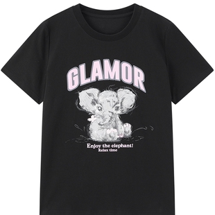 【遮热凉感】乐町商场同款宽松短袖夏季新款小象印花T恤C1CNG2122