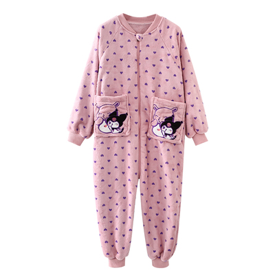 库洛米法兰绒母女连体睡衣秋冬款