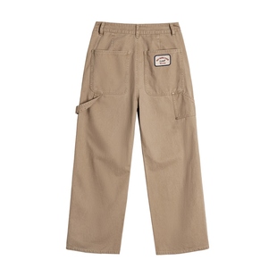 马登卡其色复古工装巴恩风伐木裤纯棉窄版直筒显瘦长裤子女士秋冬