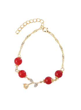 花迹花朵红色串珠手链女