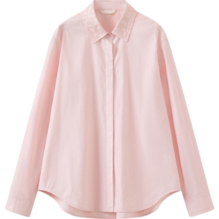 播商场同款马尾绣绣法白衬衫女26春季新款宽松气质衬衣BDT1CD1342