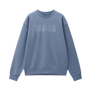 【韩国明星同款】佐丹奴美式风印花圆领宽松落肩袖卫衣女05325838