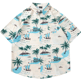 From Mars 风平浪静 夏威夷海滩椰子树休闲慵懒小众衬衫ins情侣潮