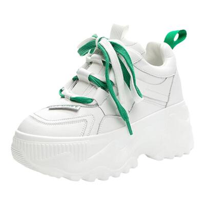 小白鞋厚底内增高小码真皮透气