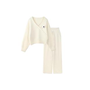 ubras贴贴系列|咩绒绒V领家居服套装保暖睡衣可外穿秋冬季加厚