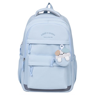 书包初中生女大容量结实耐用高中生高颜值ins蓝色双肩包简约背包