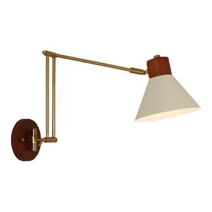 奶油风摇臂壁灯简约现代复古卧室书房灯可位移动折叠阅读护眼壁灯