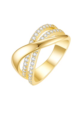 EAUFLORA川流戒指女轻奢高级设计感金银色锆石指环闺蜜生日礼物