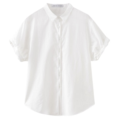 水云间真丝短袖衬衫女白色桑蚕丝衬衣简约翻领上衣高智2026夏新款