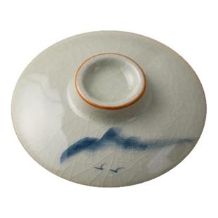 哥窑手绘办公杯专用盖子单盖茶水分离办公杯盖茶道配件茶杯盖配盖