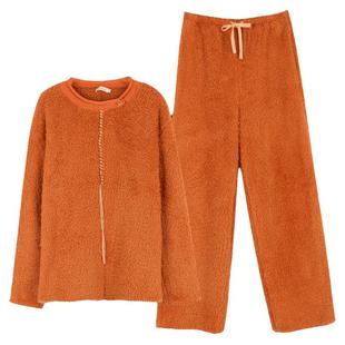 暖橙珊瑚绒 送眼罩 冬季保暖家居服套装朵朵可可