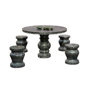 石桌石凳户外大理石材天然花岗岩一桌四凳镂空圆形中式茶台桌包邮