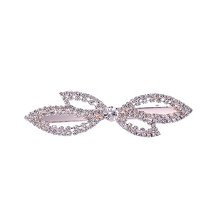 韩版蝴蝶结水晶发夹镶钻顶夹头饰 合金盘发水钻弹簧夹 马尾夹饰品