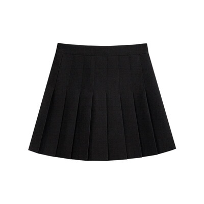 大码胖mm黑色高腰jk百褶短裙
