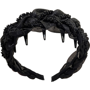 赫本风巴黎王妃发箍串珠轻奢感高颅顶头箍宽边减龄显脸小发卡外戴