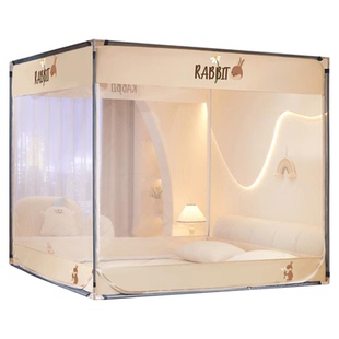 加粗四柱蚊帐2025新款防摔家用儿童免安装婴儿防掉床拉链款三开门