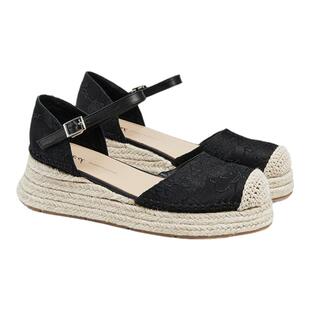 fed草编时装凉鞋夏季新款女鞋黑色凉鞋渔夫厚底鞋女款S0321-ZF312