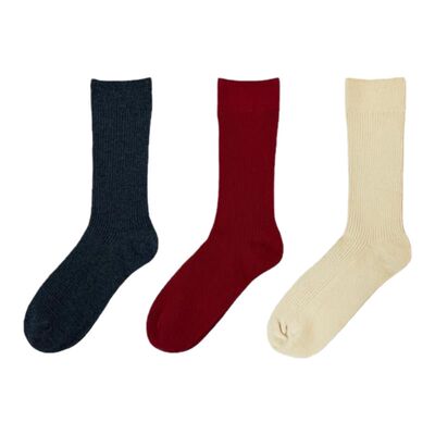 FSTPS红色堆堆袜女复古中筒袜